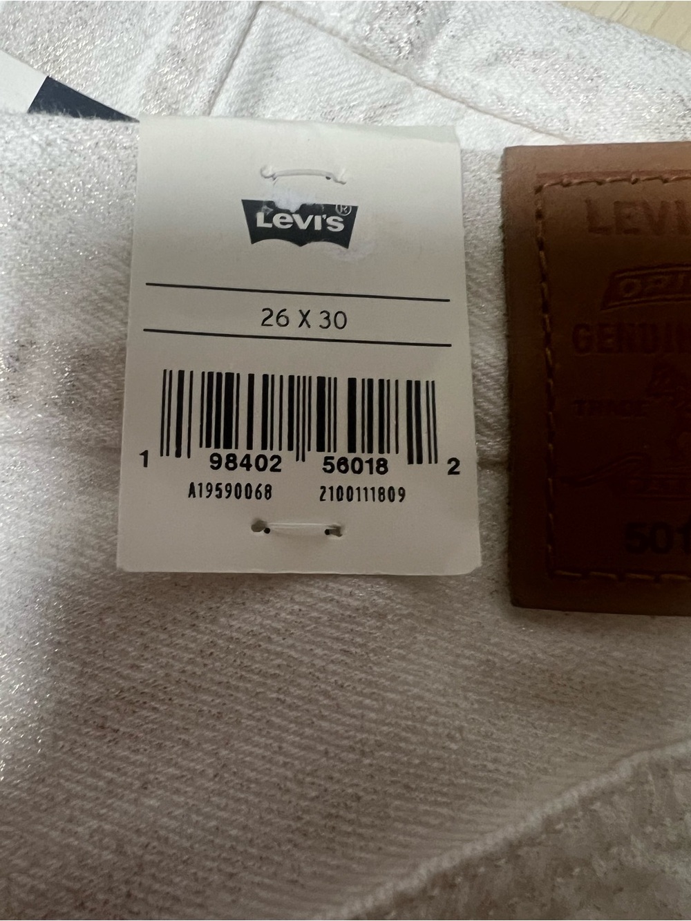 Levi’s Premium 501 ’90s Metallic Foil Straight Jeans White Gold NWT 26x30 - Picture 10 of 10